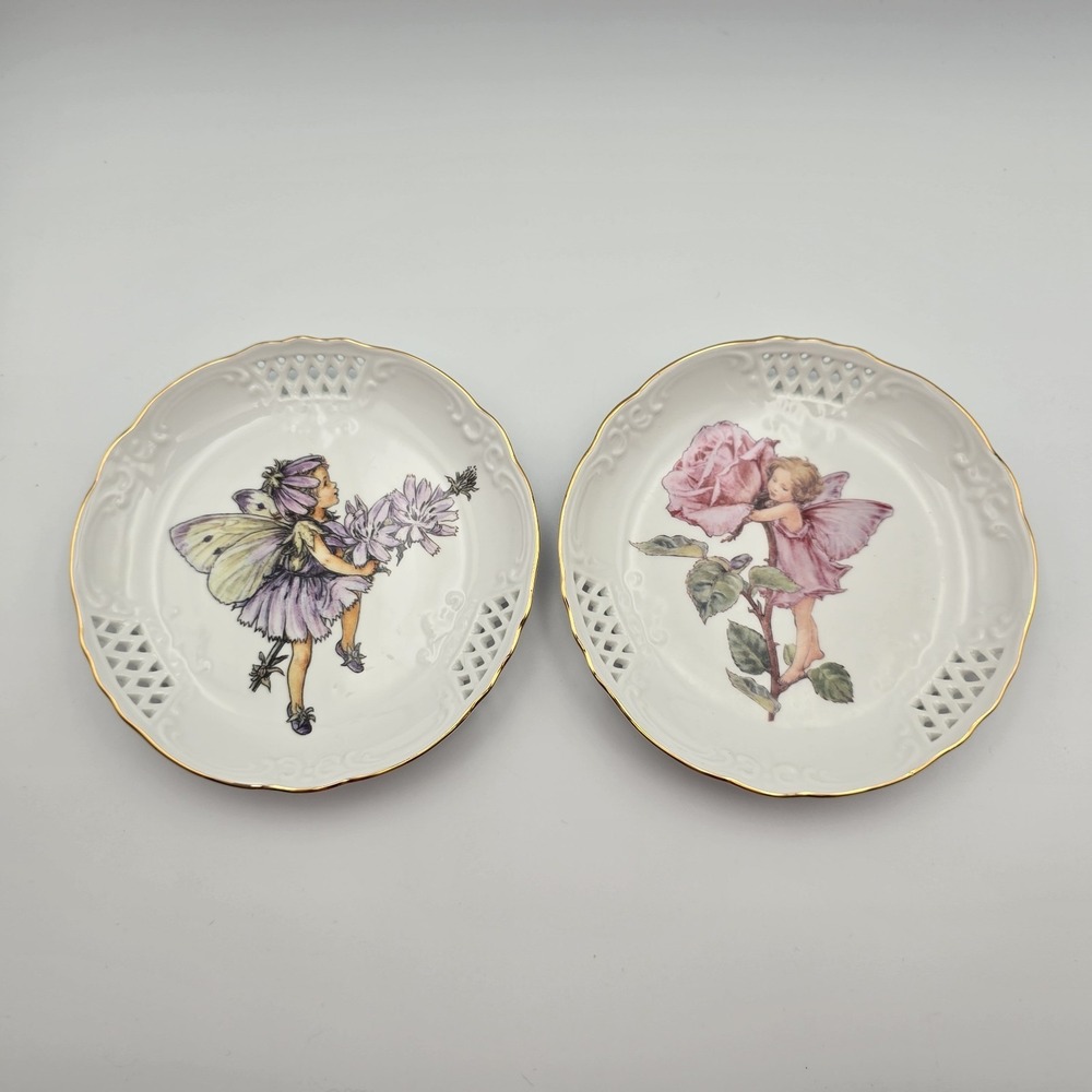 Reutter Porzellan Flower Fairies‎ Plates Set of 2 Cicely Mary Barker Germany